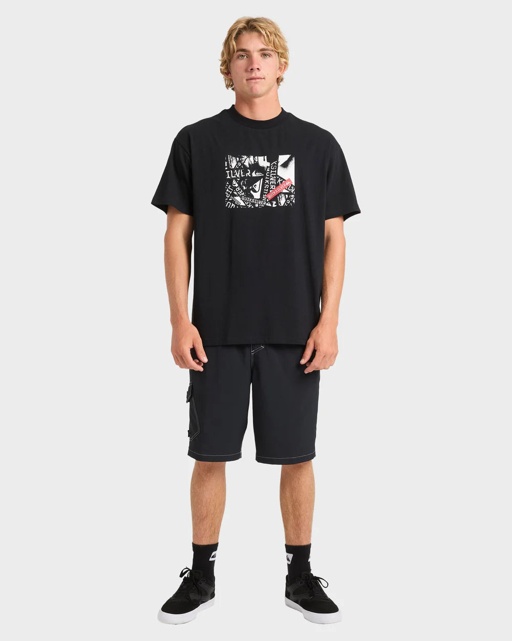 QUIKSILVER SEQUENCE T-SHIRT – MENS SURF GRAPHIC SHORT SLEEVE TEE IN BLACK