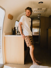 RHYTHM RACKET JAM MENS 17 INCH ELASTIC WAIST SHORT OCHRE