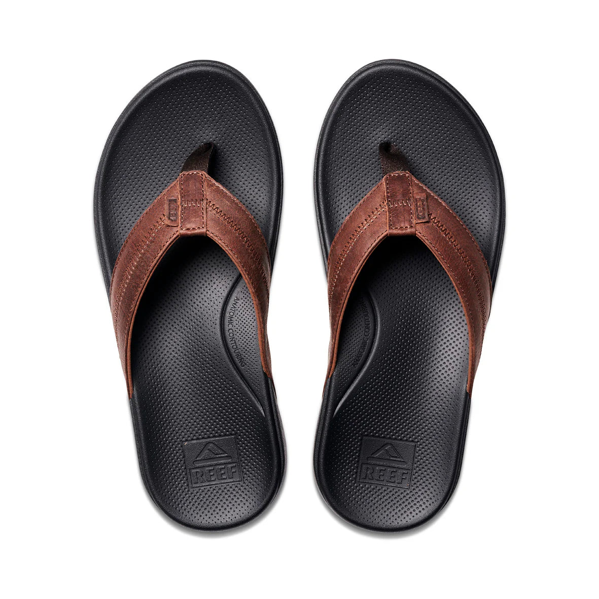 REEF MENS CUSHION PHANTOM 2.0 LE – BLACK BROWN PREMIUM LEATHER BEACH THONGS
