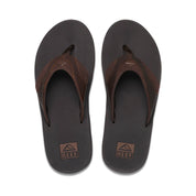 REEF MENS LEATHER FANNING THONGS DARK BROWN ARCH SUPPORT BOTTLE OPENER