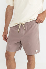RHYTHM BOX JAM – 17" TEXTURED LINEN BLEND ELASTIC WAIST SHORT – DUSTY MAUVE