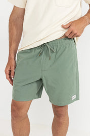 RHYTHM BOX JAM – 17" TEXTURED LINEN BLEND ELASTIC WAIST SHORT – HERB