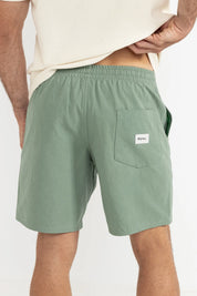 RHYTHM BOX JAM – 17" TEXTURED LINEN BLEND ELASTIC WAIST SHORT – HERB