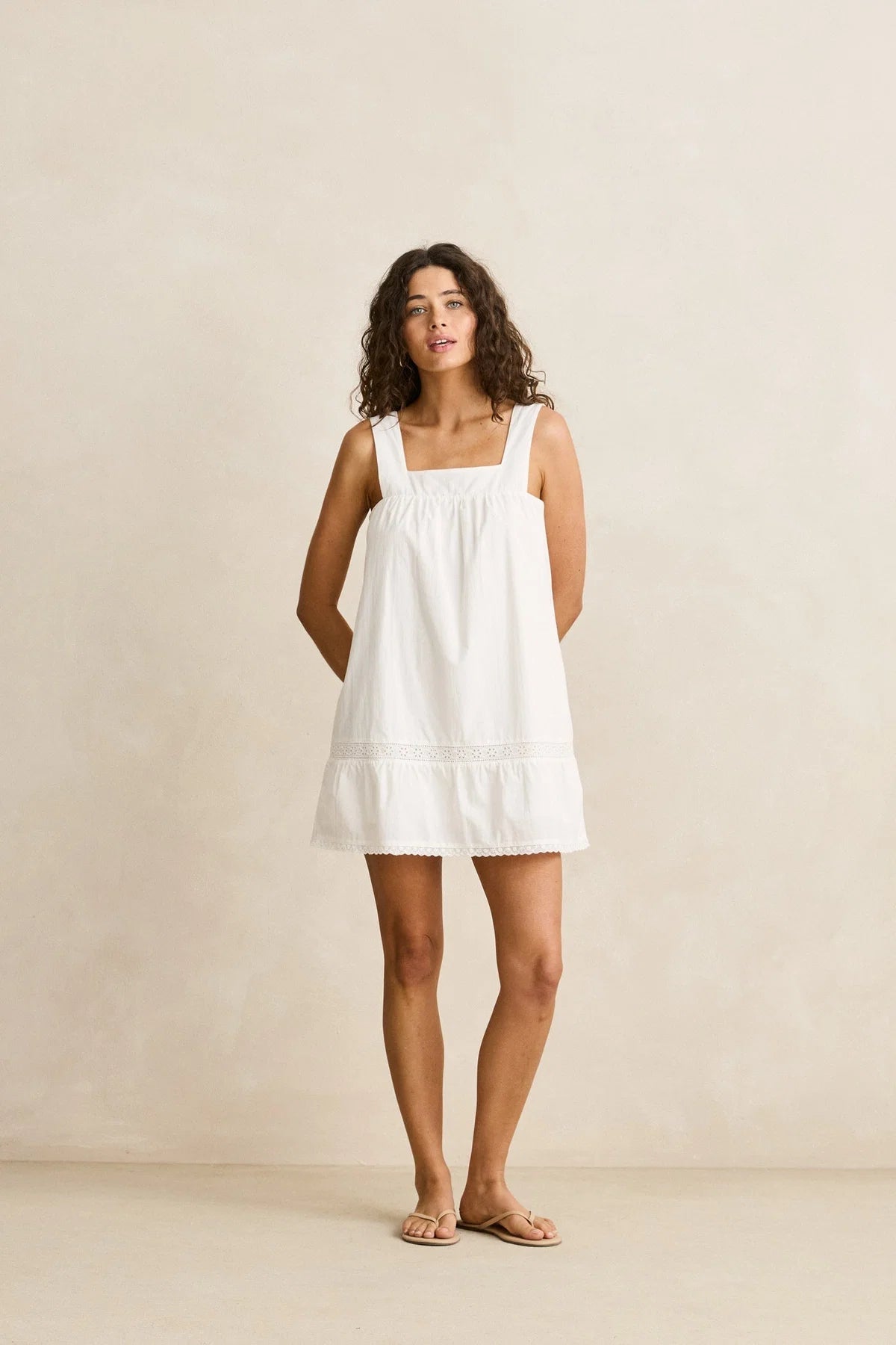 RHYTHM BRODERIE LACE MINI DRESS – WHITE