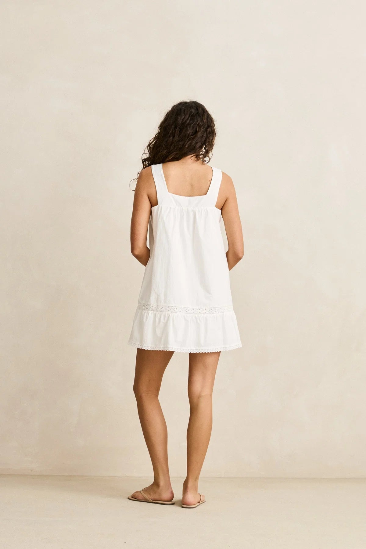RHYTHM BRODERIE LACE MINI DRESS – WHITE