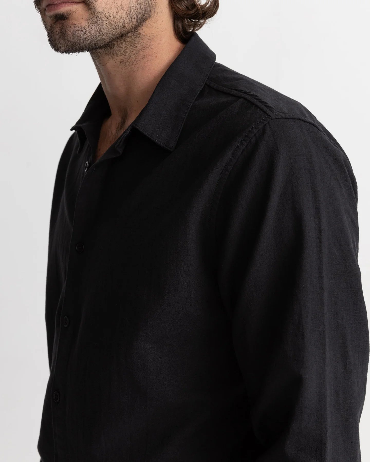 RHYTHM CLASSIC LINEN LS SHIRT - BLACK