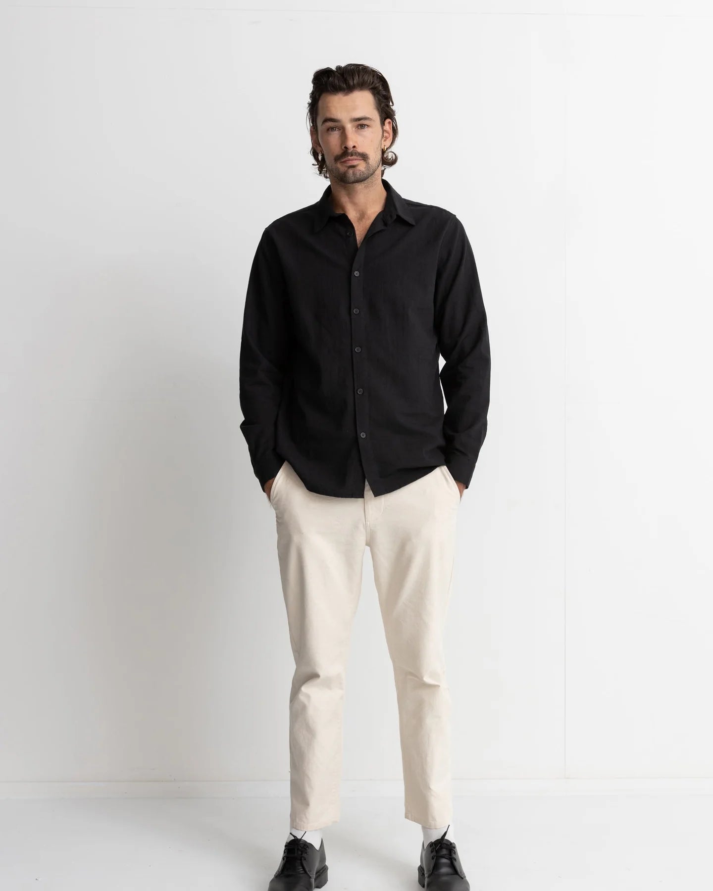 RHYTHM CLASSIC LINEN LS SHIRT - BLACK
