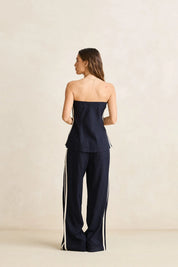 RHYTHM CONTRAST LINEN STRAPLESS TOP – OCEAN
