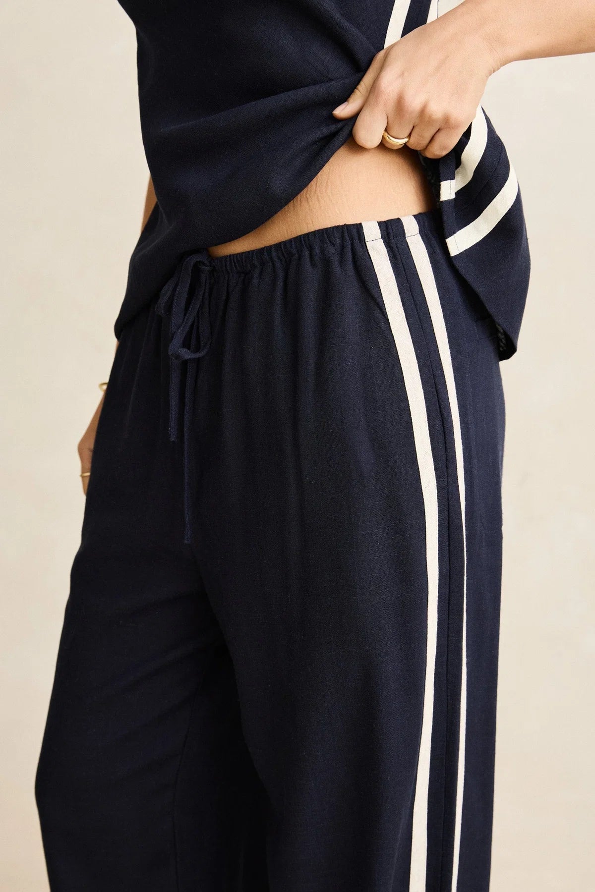 RHYTHM CONTRAST LINEN TRACK PANT – OCEAN