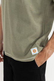 RHYTHM CONTRAST VINTAGE TERRY SS T-SHIRT – RELAXED FIT CONTRAST STITCH TEE – SAGE