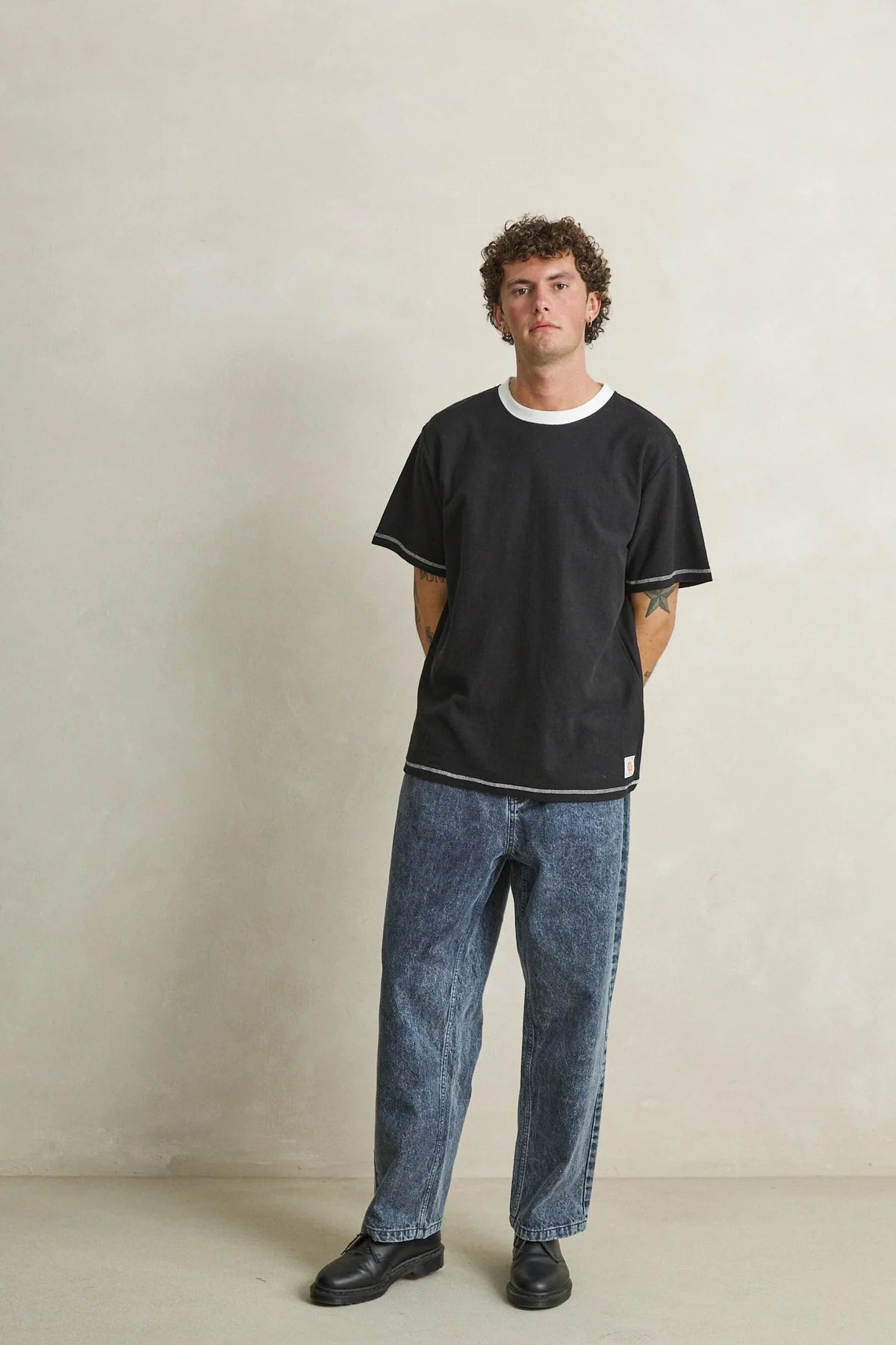 RHYTHM CONTRAST VINTAGE TERRY SS T-SHIRT - BLACK
