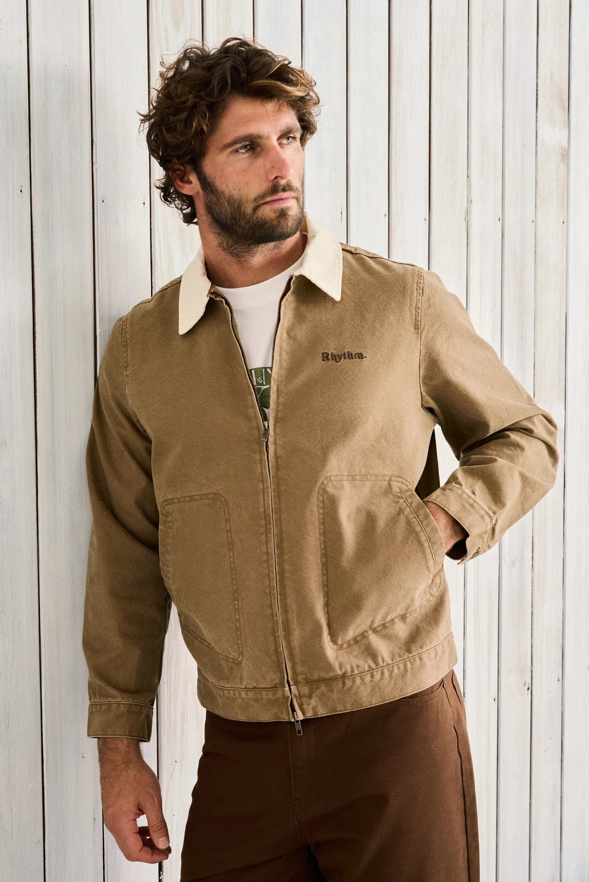 RHYTHM CULTIVATION CANVAS JACKET UTILITY STYLE CAMEL