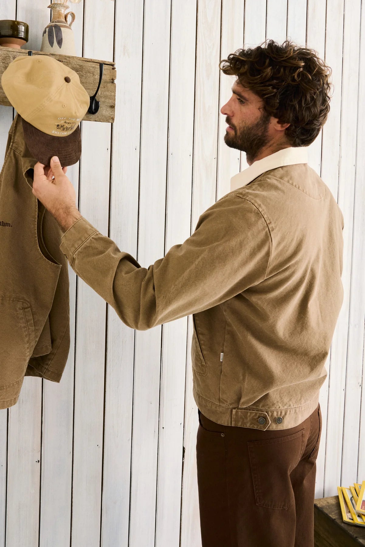 RHYTHM CULTIVATION CANVAS JACKET UTILITY STYLE CAMEL