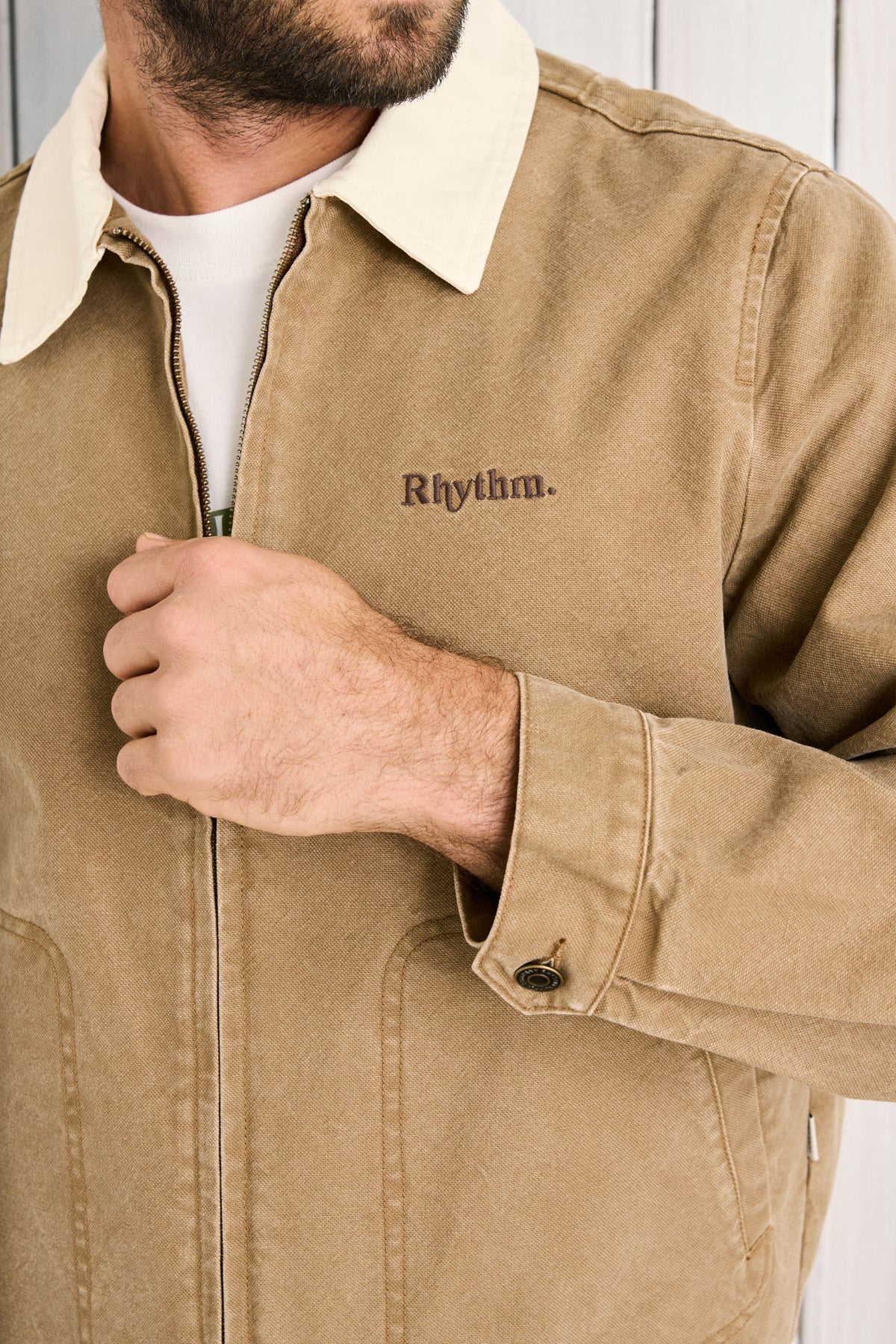 RHYTHM CULTIVATION CANVAS JACKET UTILITY STYLE CAMEL