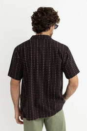 RHYTHM DAKOTA STRIPE SHIRT – VINTAGE INSPIRED SHORT SLEEVE STRIPE SHIRT – CHOCOLATE