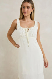 RHYTHM DEL RIO GATHERED MAXI DRESS WOMENS SUMMER DRESS WHITE