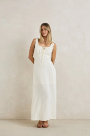 RHYTHM DEL RIO GATHERED MAXI DRESS WOMENS SUMMER DRESS WHITE