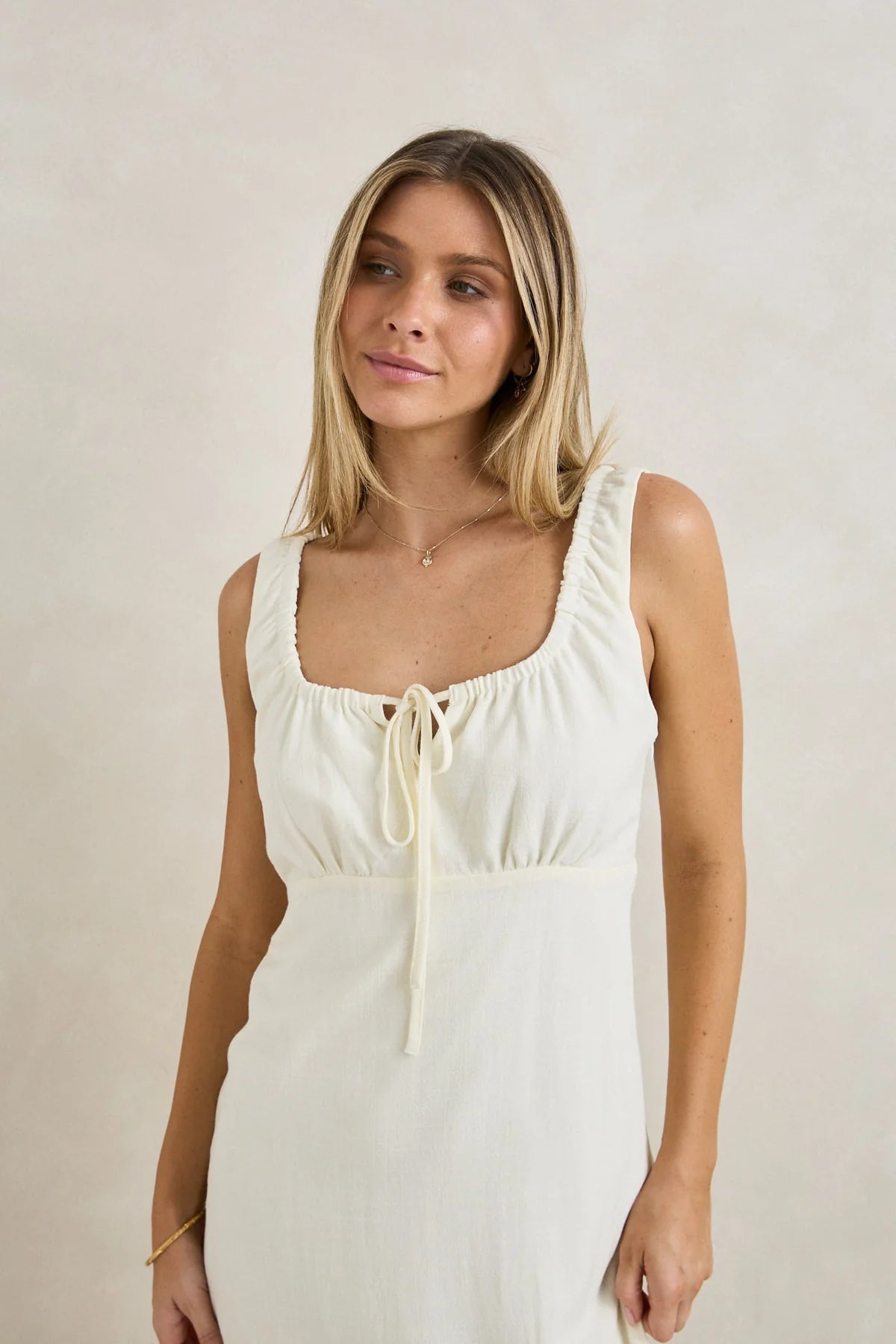 RHYTHM DEL RIO GATHERED MAXI DRESS WOMENS SUMMER DRESS WHITE