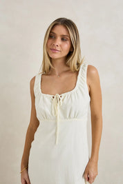 RHYTHM DEL RIO GATHERED MAXI DRESS WOMENS SUMMER DRESS WHITE