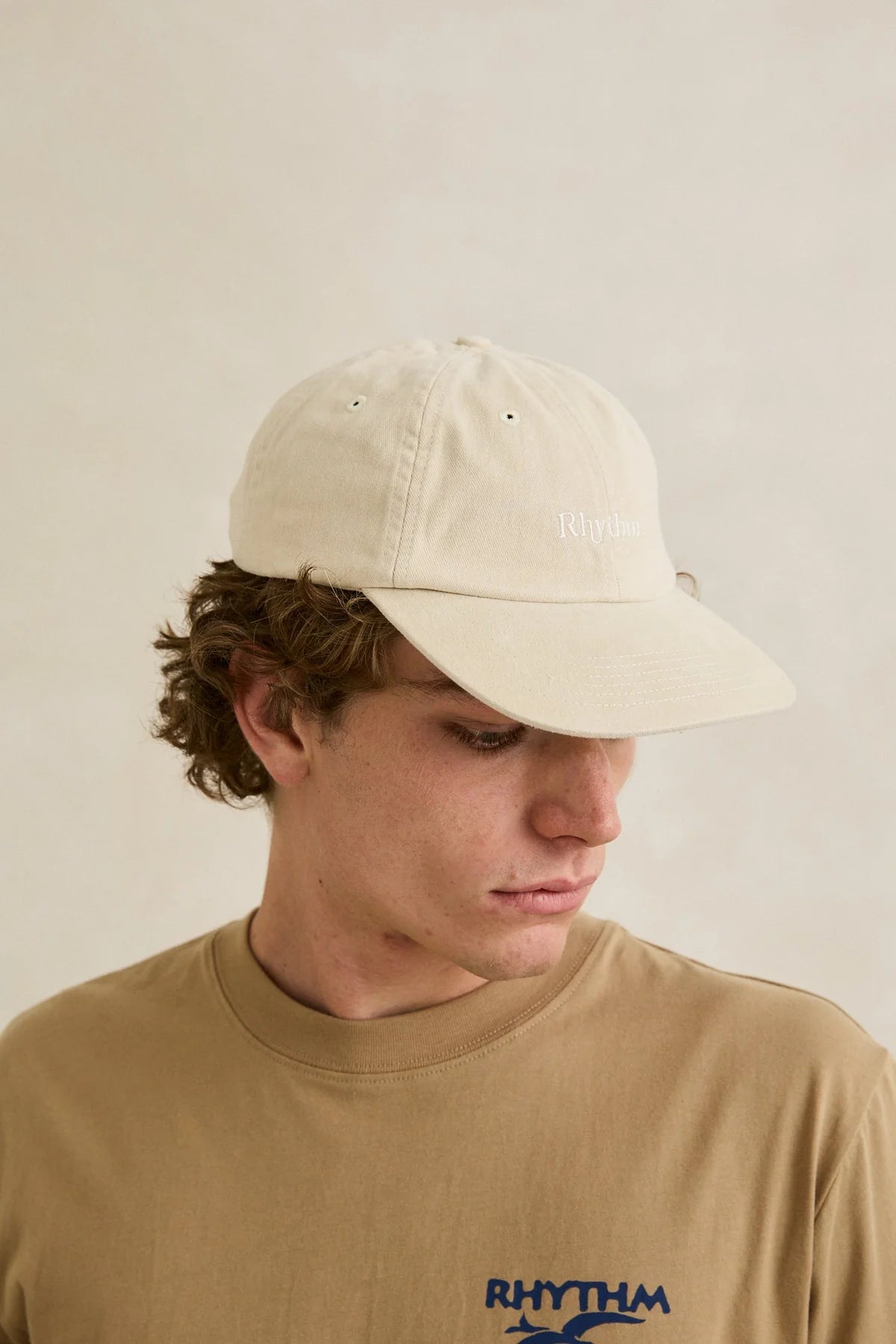RHYTHM ESSENTIAL BRUSHED TWILL CAP STONE LOW PROFILE COASTAL MENS HAT