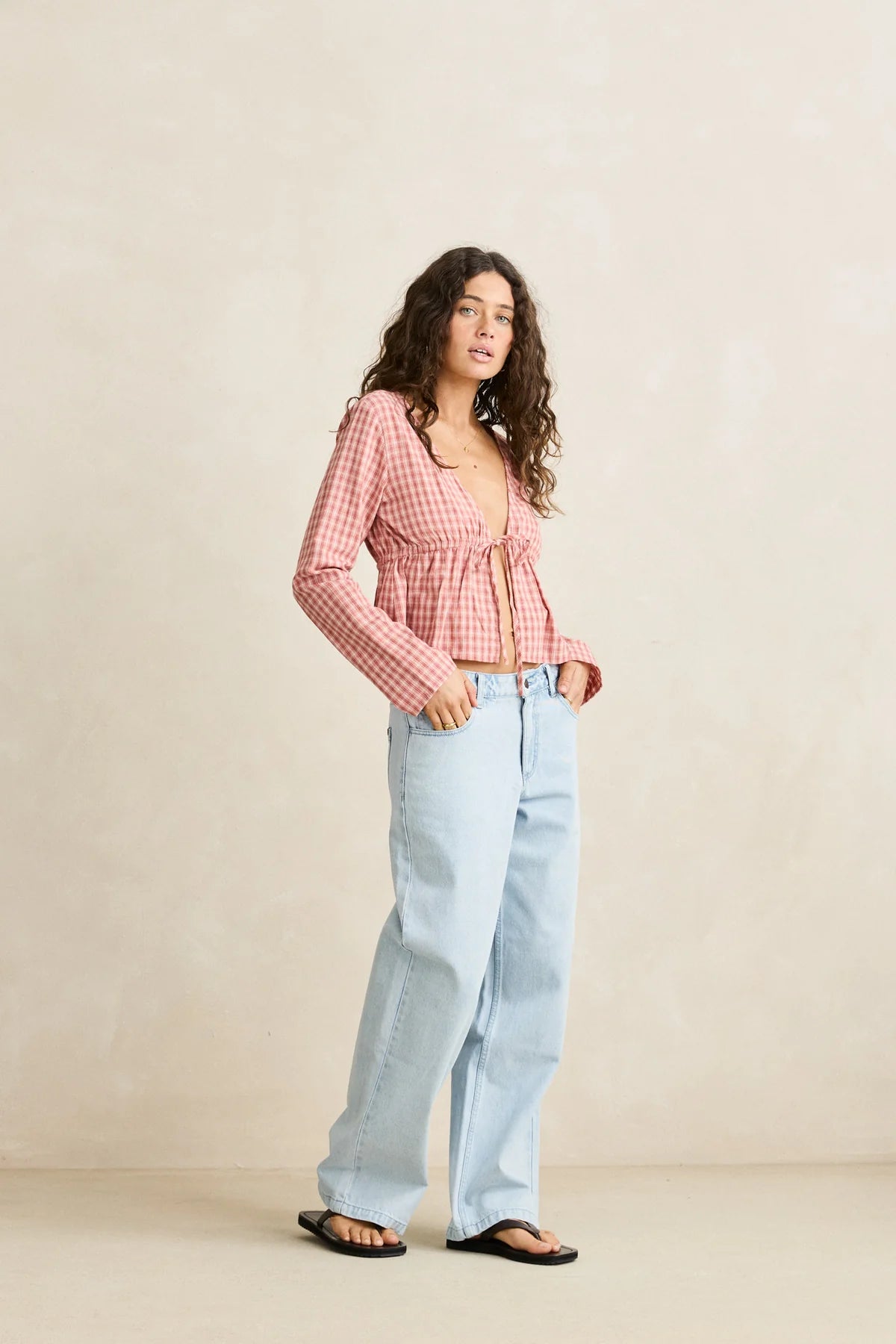 RHYTHM ESSENTIAL JEAN WOMENS LOW RISE BAGGY DENIM JEANS LIGHT BLUE STREETWEAR