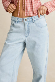 RHYTHM ESSENTIAL JEAN WOMENS LOW RISE BAGGY DENIM JEANS LIGHT BLUE STREETWEAR
