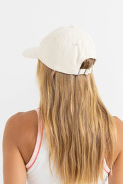 RHYTHM ESSENTIALS CAP – CLASSIC CURVED PEAK STRAP-BACK COTTON CAP – CREAM