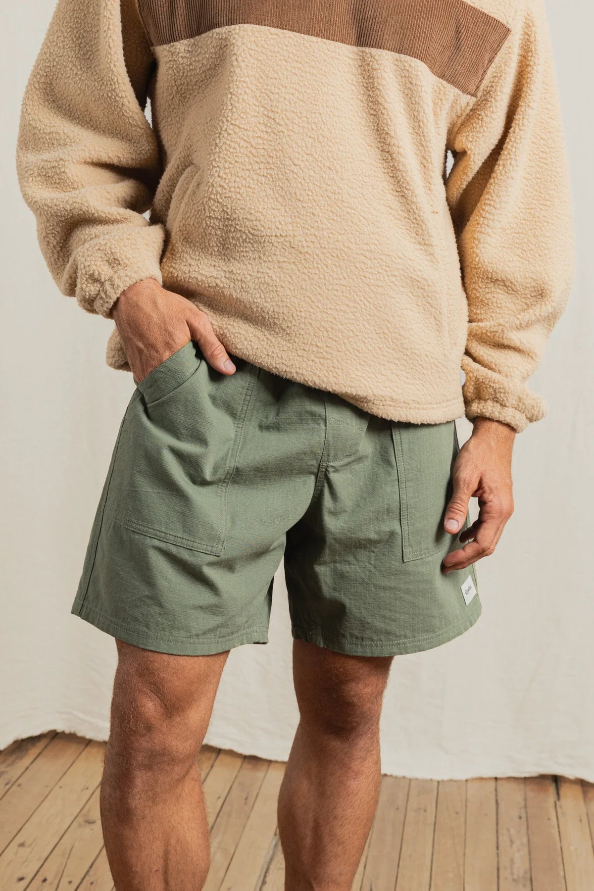 RHYTHM FATIGUE JAM OLIVE 18 INCH RIPSTOP MENS UTILITY WALKSHORTS