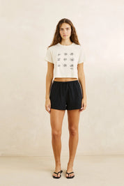 RHYTHM GEORGIA FLORAL CROP CREW TEE – WHITE