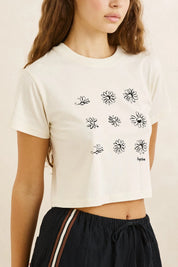 RHYTHM GEORGIA FLORAL CROP CREW TEE – WHITE