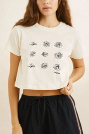 RHYTHM GEORGIA FLORAL CROP CREW TEE – WHITE