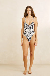 RHYTHM GEORGIA FLORAL TIE FRONT ONE PIECE – CREAM