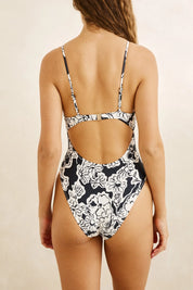 RHYTHM GEORGIA FLORAL TIE FRONT ONE PIECE – CREAM
