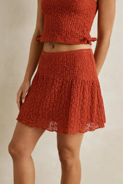 RHYTHM GIGI LACE MINI SKIRT - RED