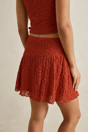 RHYTHM GIGI LACE MINI SKIRT - RED