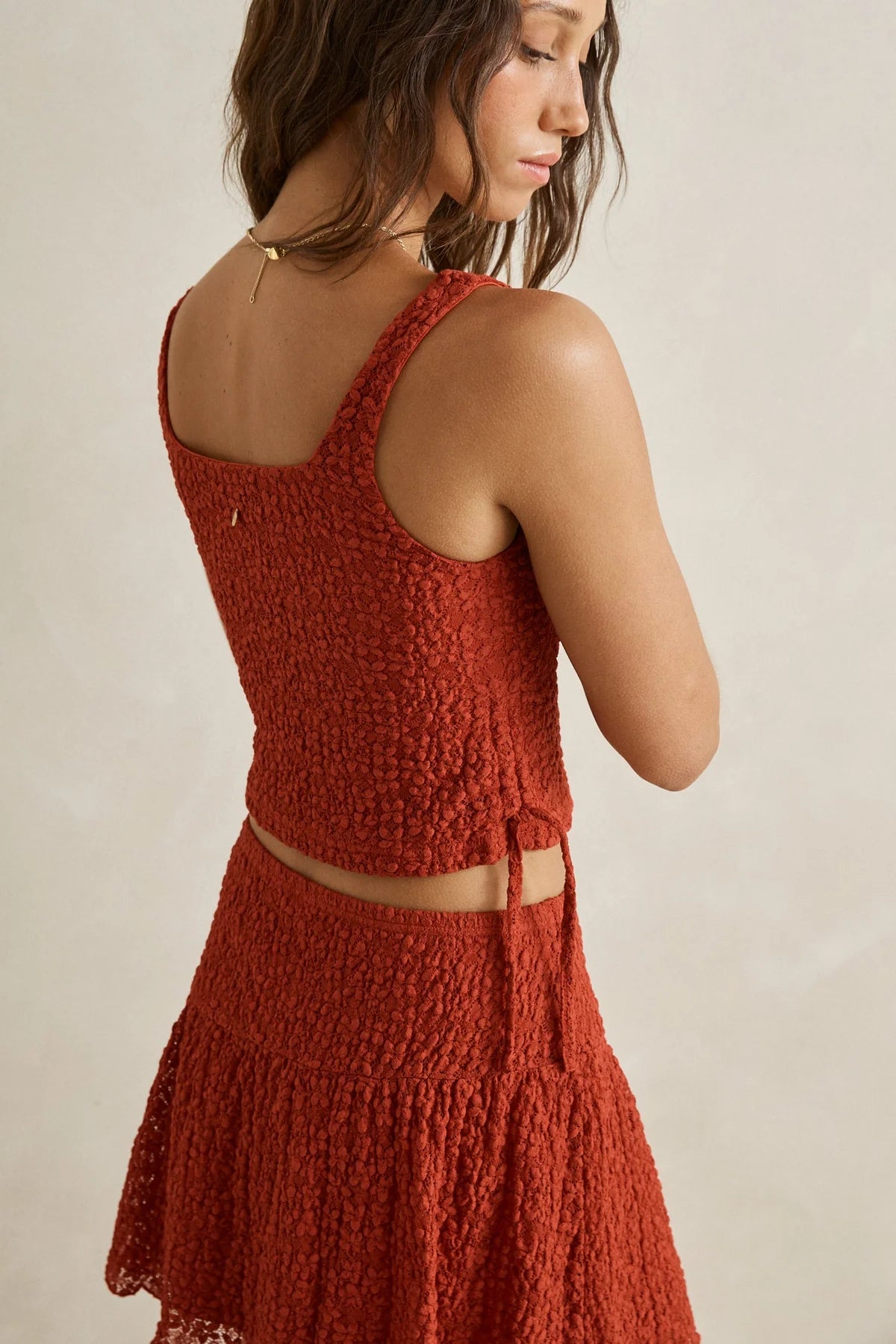 RHYTHM GIGI LACE MINI SKIRT - RED