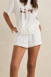 RHYTHM GIGI SHORT WHITE BRODERIE ANGLAISE COASTAL WOMENS SUMMER SHORTS