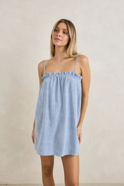 RHYTHM GOLDIE MINI DRESS WOMENS STRAPLESS SUMMER DRESS BLUE CHECK