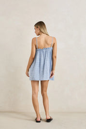 RHYTHM GOLDIE MINI DRESS WOMENS STRAPLESS SUMMER DRESS BLUE CHECK