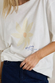 RHYTHM GOLDIE OVERSIZED T SHIRT WOMENS RELAXED FIT TEE WHITE