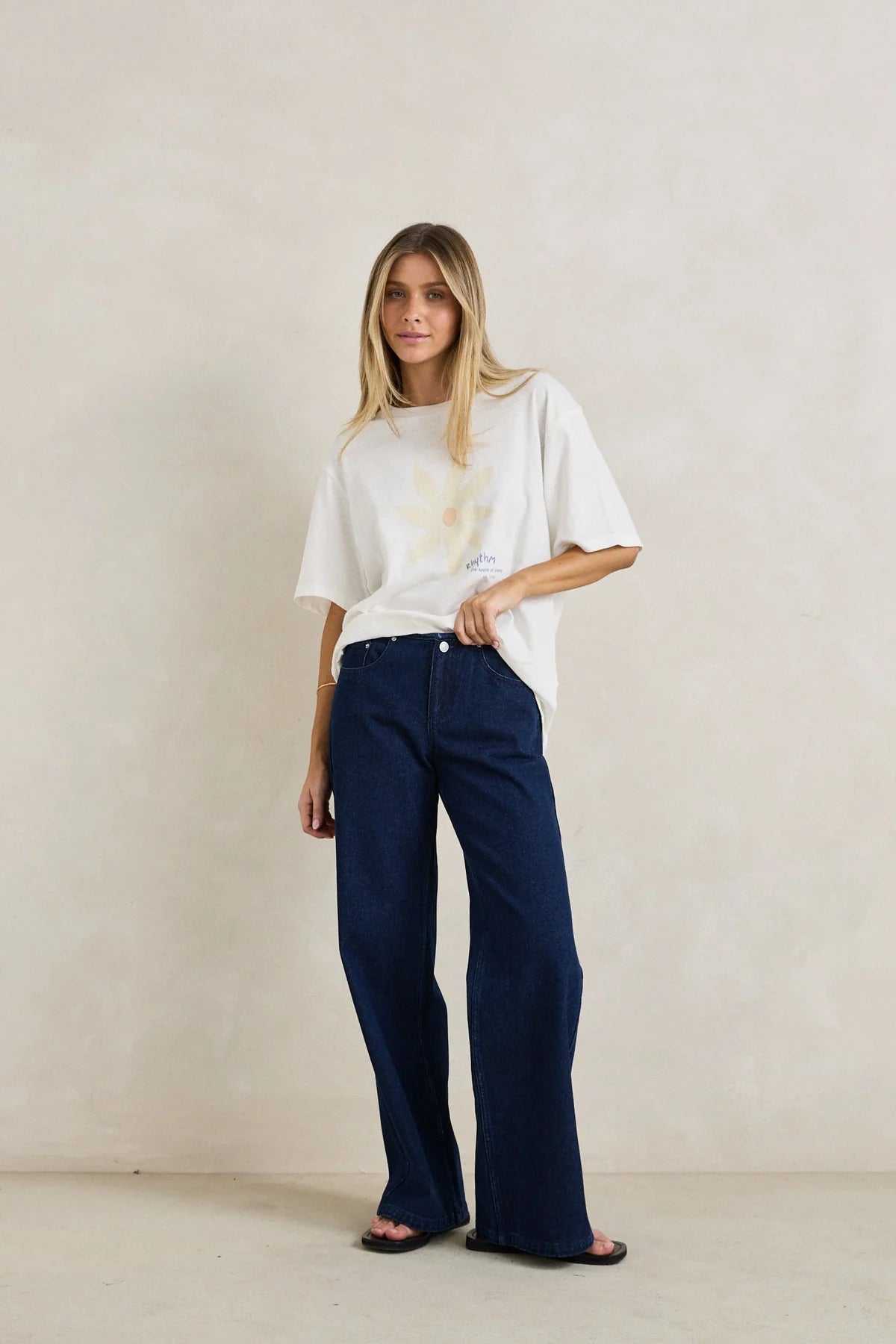 RHYTHM GOLDIE OVERSIZED T SHIRT WOMENS RELAXED FIT TEE WHITE