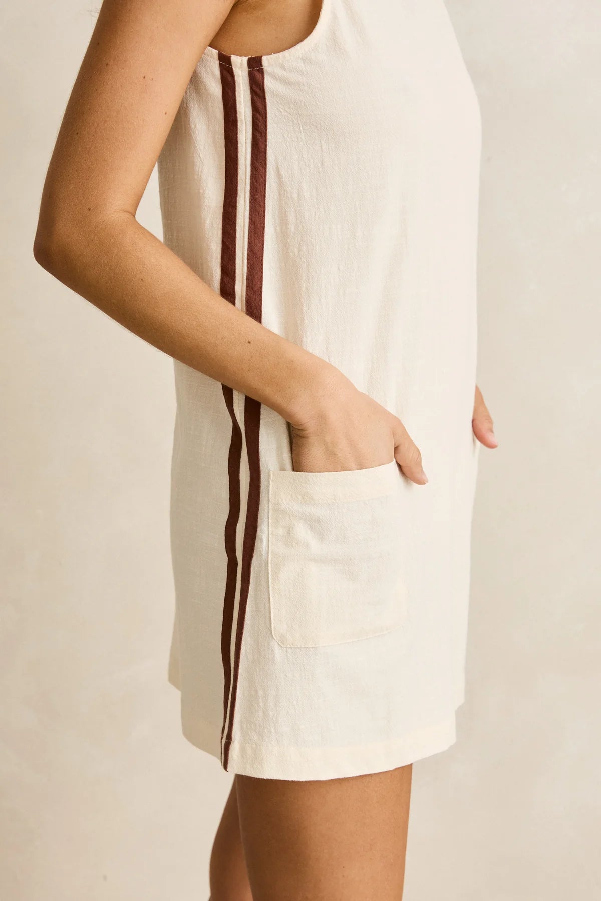 RHYTHM HANALEI MINI DRESS WOMENS SUMMER A-LINE DRESS SPORTY STYLE CREAM