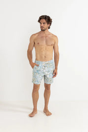 RHYTHM IN BLOOM BEACH SHORT – 17" RELAXED ELASTIC WAIST BEACH SHORT – SEA BLUE