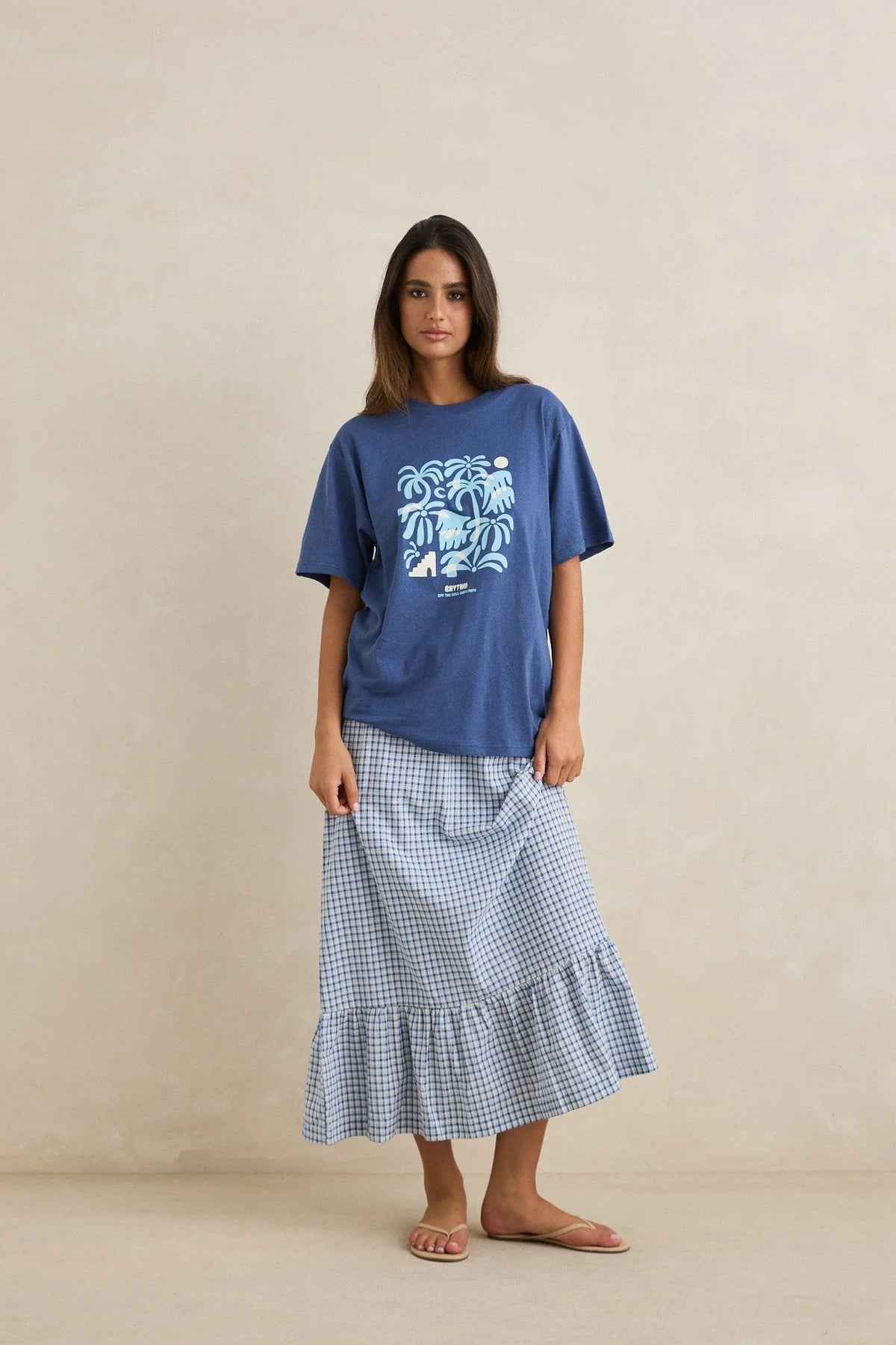 RHYTHM ISLAND WOMENS OVERSIZED TEE RELAXED FIT SURF T SHIRT INDIGO