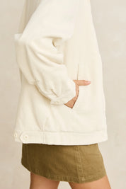 RHYTHM JAMIE JACKET WOMENS SHERPA LINED TWILL JACKET WINTER COAT VINTAGE WHITE