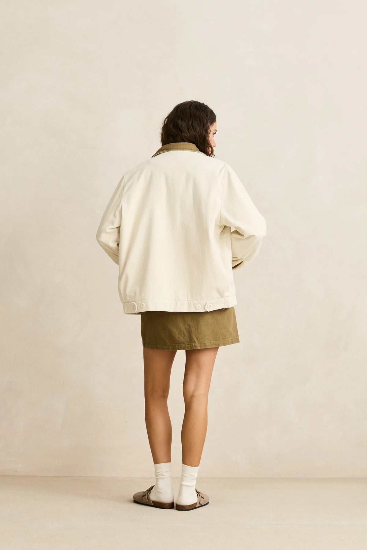 RHYTHM JAMIE JACKET WOMENS SHERPA LINED TWILL JACKET WINTER COAT VINTAGE WHITE