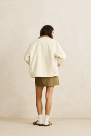 RHYTHM JAMIE JACKET WOMENS SHERPA LINED TWILL JACKET WINTER COAT VINTAGE WHITE
