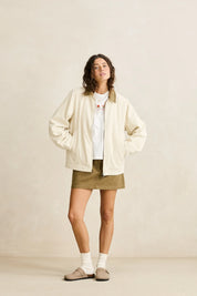 RHYTHM JAMIE JACKET WOMENS SHERPA LINED TWILL JACKET WINTER COAT VINTAGE WHITE