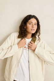 RHYTHM JAMIE JACKET WOMENS SHERPA LINED TWILL JACKET WINTER COAT VINTAGE WHITE