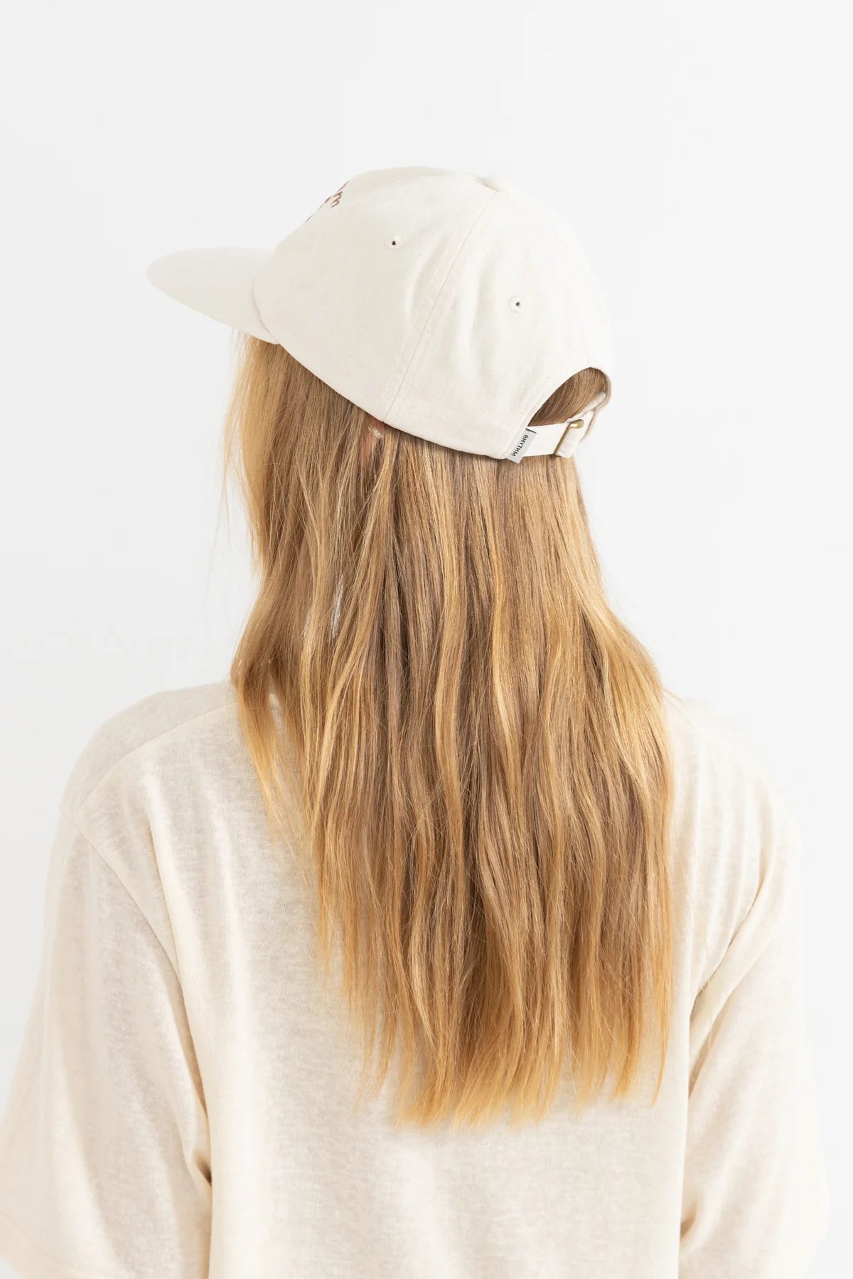 RHYTHM KAI FLORAL CAP – FLAT BRIM 5 PANEL COTTON CANVAS ADJUSTABLE CAP – CREAM